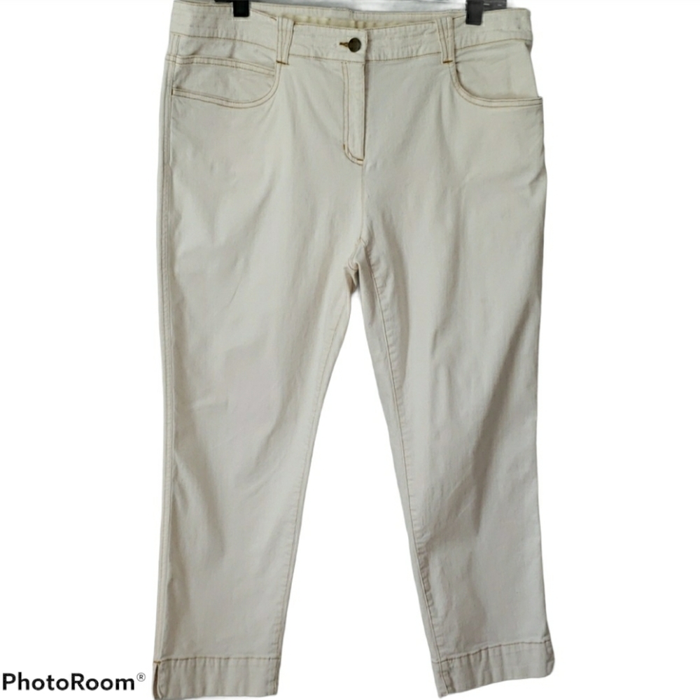 Eileen Fisher Cropped Jeans Cream Size Large (14)